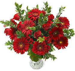 5 adet kirmizi gül 5 adet gerbera aranjmani  Kırşehir çiçek , çiçekçi , çiçekçilik 