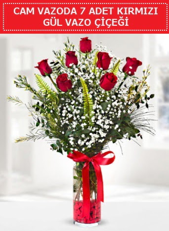Cam vazoda 7 adet kırmızı gül çiçeği  Kırşehir çiçek yolla , çiçek gönder , çiçekçi  