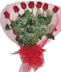 7 adet kipkirmizi gülden görsel buket  Kırşehir çiçek online çiçek siparişi 